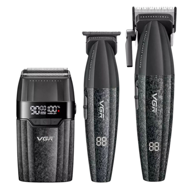 ماشین اصلاح موی سر و صورت شارژی وی جی ار مدل V-640 s3 مجموعه 3 عددی