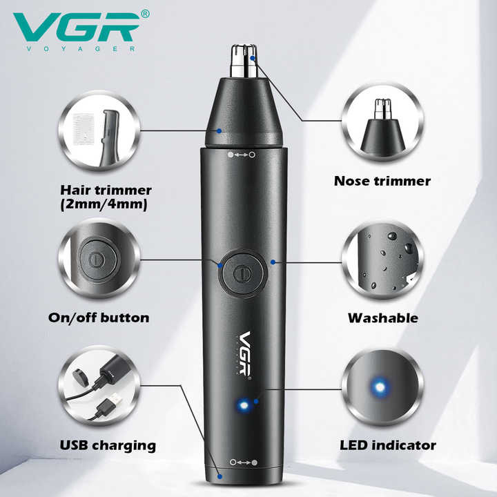 ماشین اصلاح موی سر و صورت وی جی ار مدل V-613 با تیغه استیل ضدزنگ، ضدآب، نحوه اصلاح چرخشی، وزن 100 گرم، مدت زمان استفاده و شارژ 1 ساعت