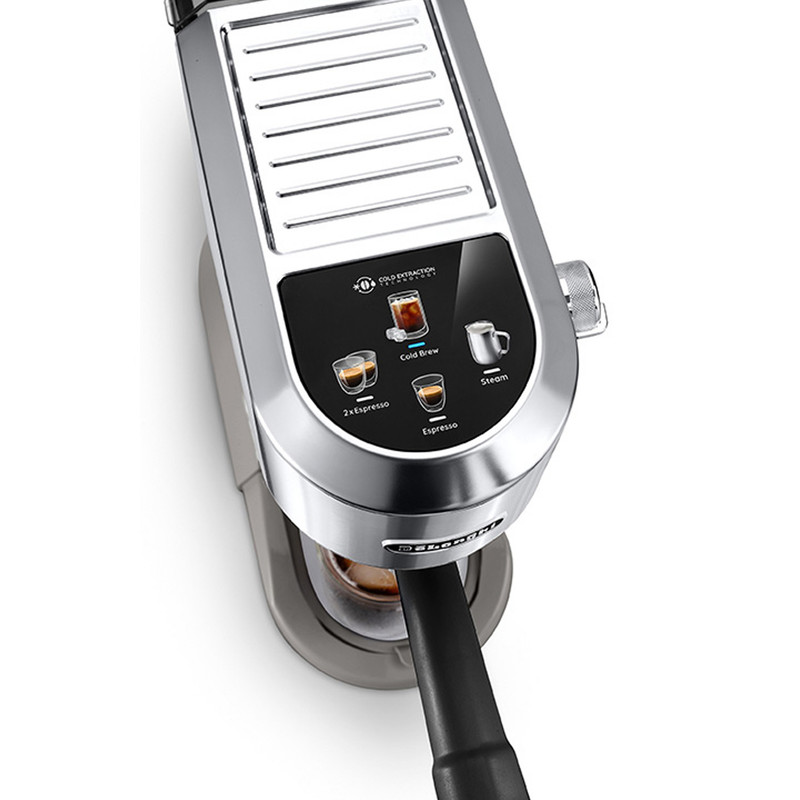 اسپرسوساز خانگی دلونگی مدل EC890، تمام اتوماتیک با مخزن آب 1100 میلیلیتر، فشار بخار 15 بار، با مصرف پودر قهوه، مناسب تهیه ریسترتو، دارای 1 نازل قهوه، نازل بخار دستی و گرمکن فنجان