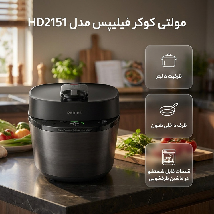 مولتی کوکر 5 لیتری فیلیپس مدل HD2151