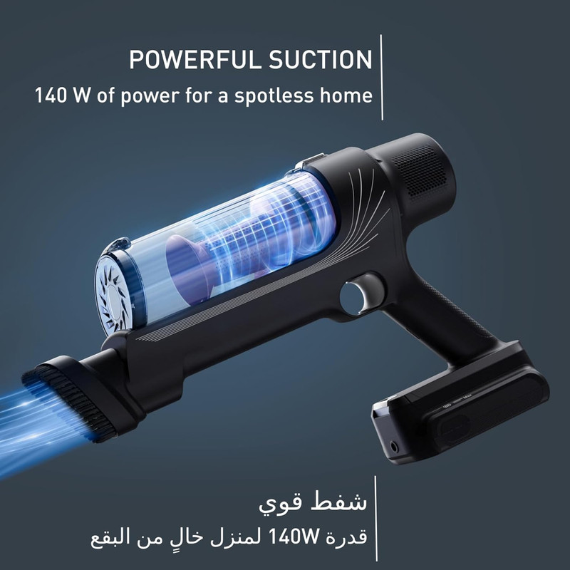 جارو شارژی عصایی تفال مدل TY6A35 با باتری لیتیومیونی 18 ولت، مکش 30 ایر وات و حالتهای خودکار ECO و SURFACE، مجهز به ماشه BOOST و شارژدهی 45 دقیقهای