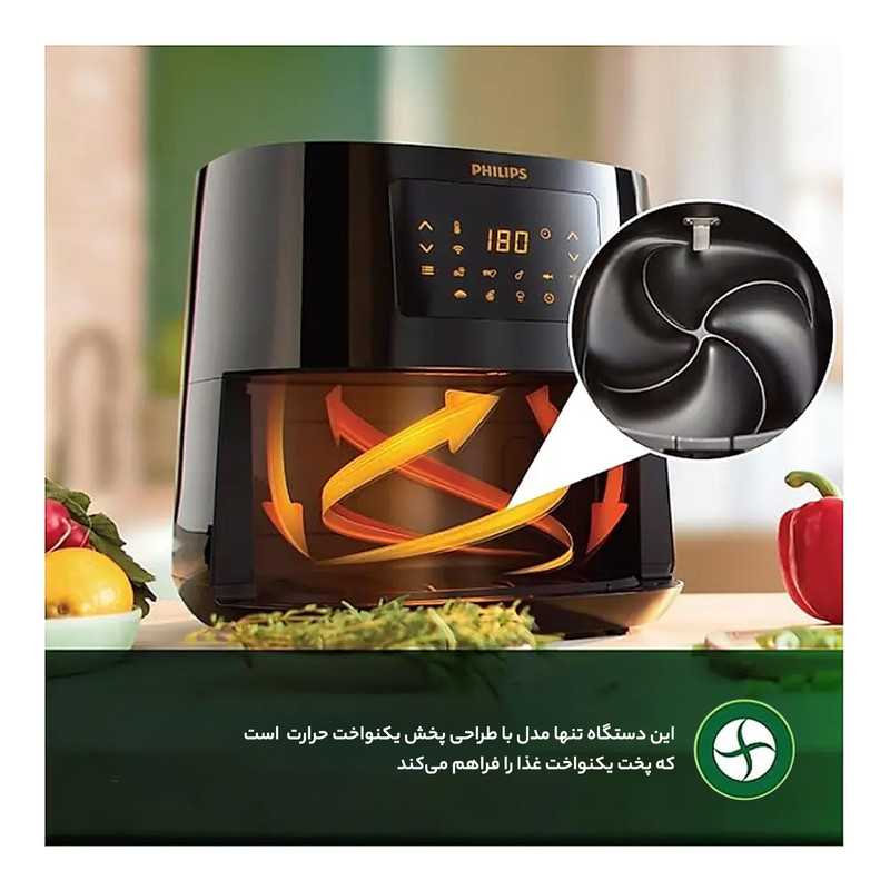سرخکن هواپز فیلیپس مدل HD9270/91 با ظرفیت 6.2 لیتر، کنترل دیجیتال لمسی، توان 2000 وات و بیش از 7 برنامه پخت پیشفرض