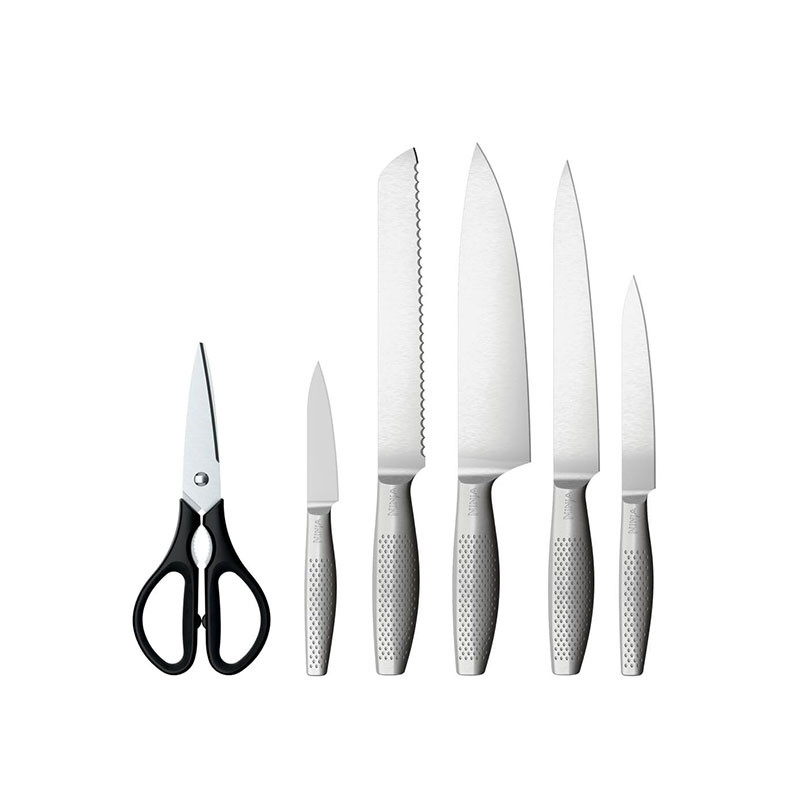 سرویس چاقو 7 پارچه با تیغه استیل و با دسته استیل نینجا مدل K62006