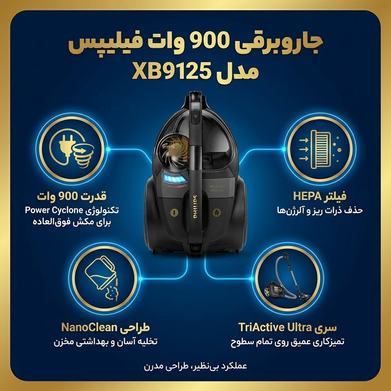 جاروبرقی 900 وات فیلیپس مدل XB9125