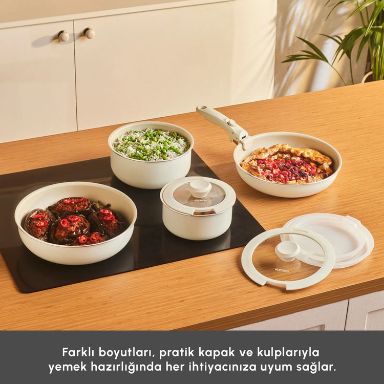 سرویس قابلمه و تابه آلومینیوم سوییس کریستال 9 پارچه کاراجا مدل x Refika Swiss Crystal